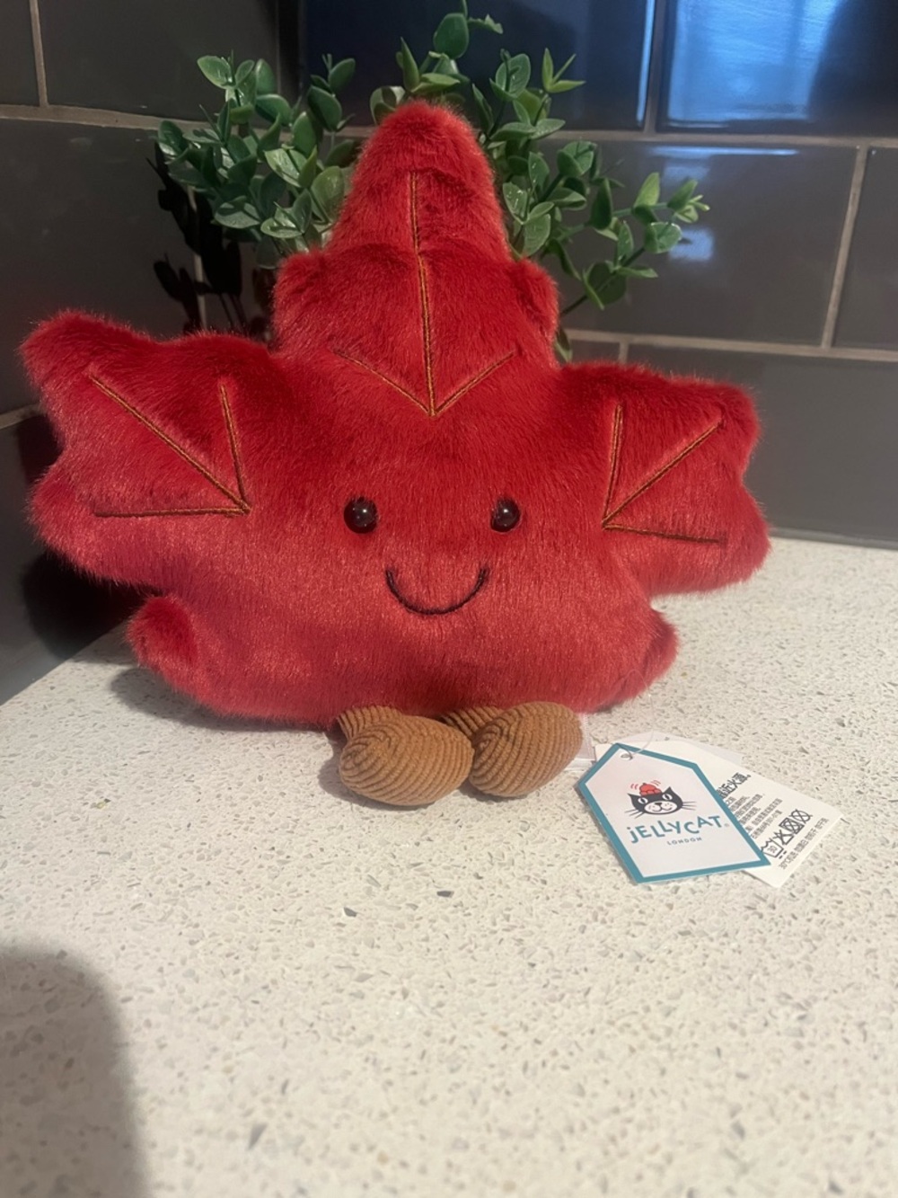 Jellycat Japan Rusty Red Maple Leaf Plush with Corduroy Legs